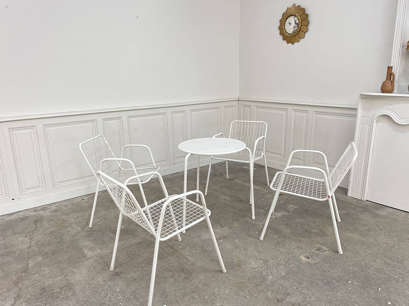 Emu 1970 garden furniture in white lacquered metal