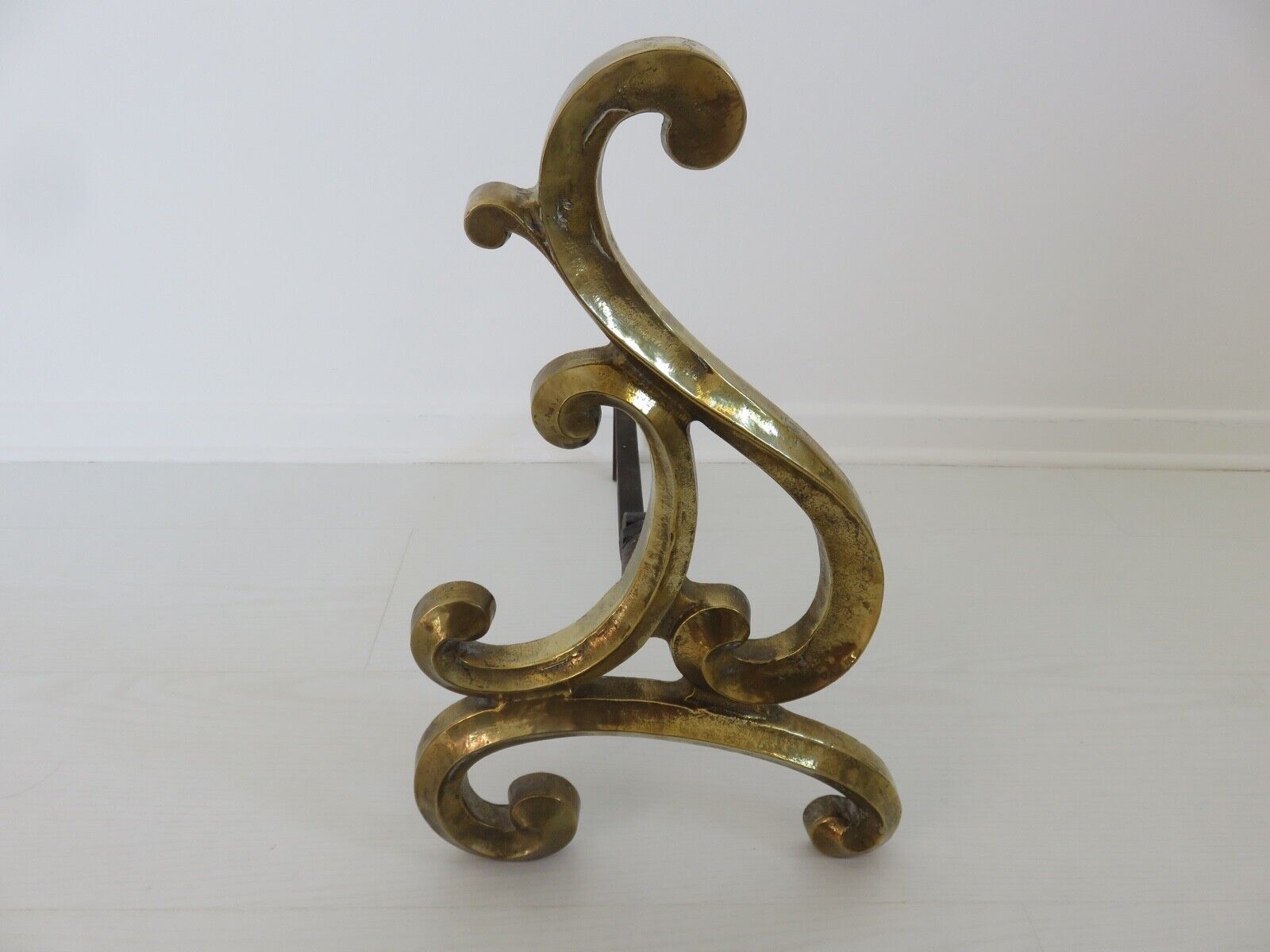 Pair of large art nouveau bronze chenets