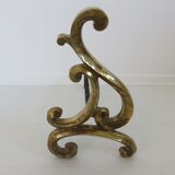 Pair of large art nouveau bronze chenets
