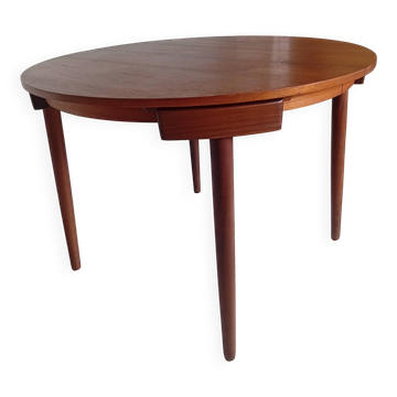 Table danoise Frem Røjle Hans Olsen teck extensible ronde scandinave