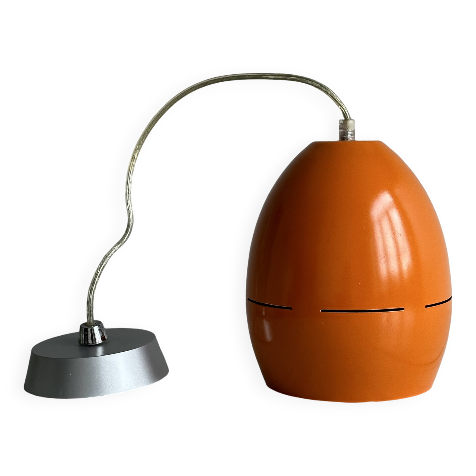Vintage 70s pendant light in orange metal, Space Age design