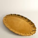 Hollywood Regency Large Oval Brass Tray by Firma Lars Holmström, Sweden 1940's