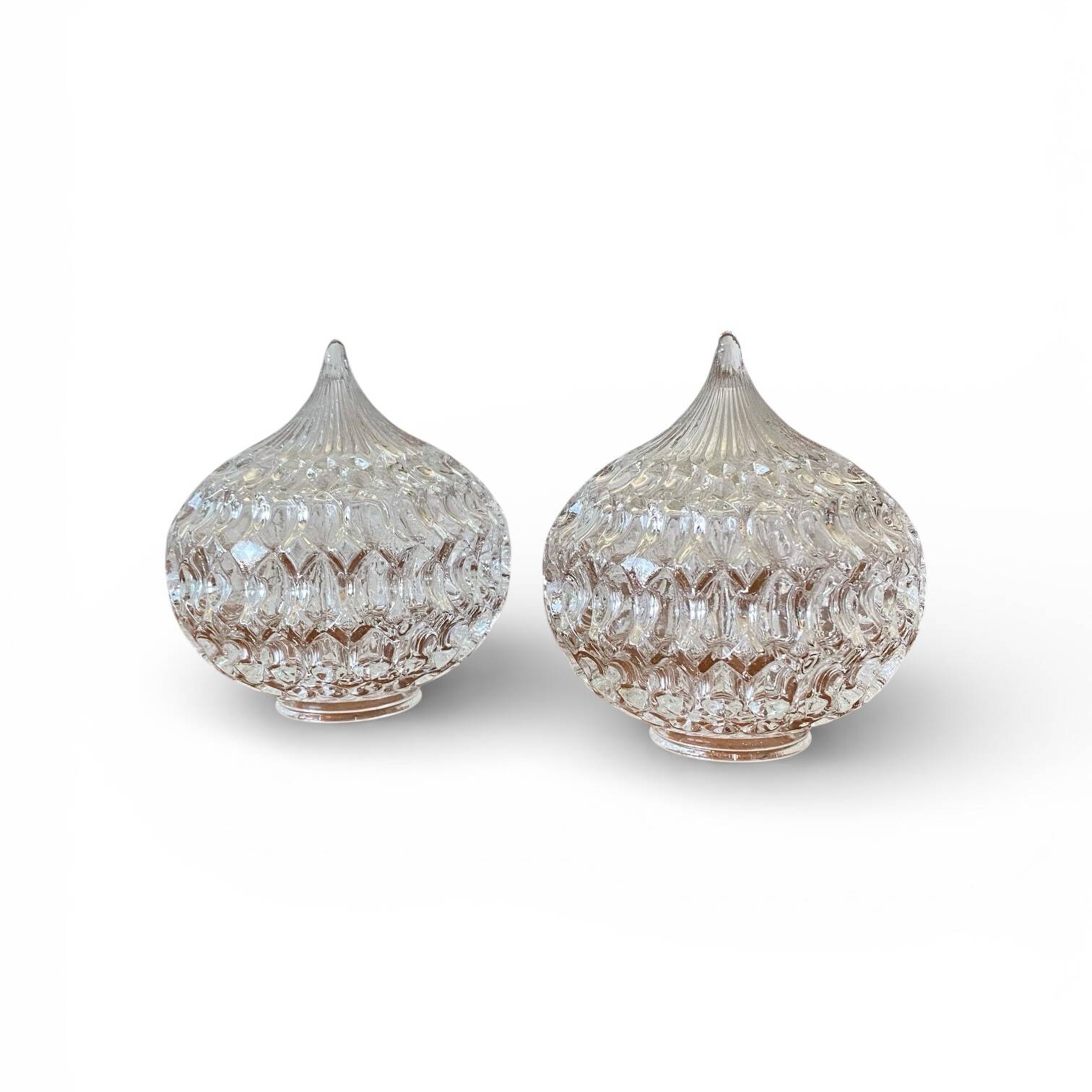 2 small antique transparent glass globes for wall lamp chandelier.