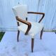 Art deco bridge armchair skai ivory white and solid wood 1930s
