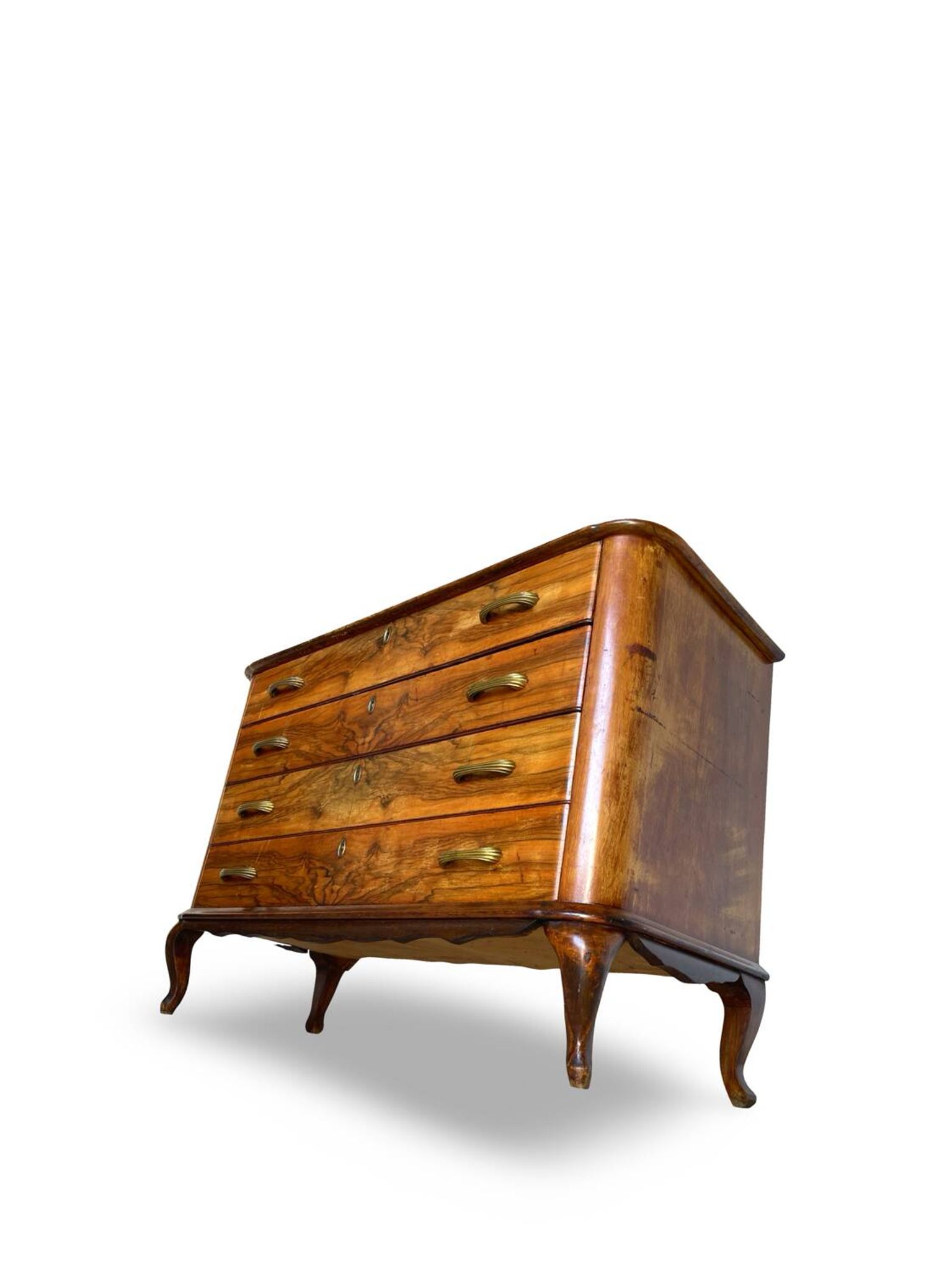 Italian art deco burl walnut chest of drawers, 1930s/1940s