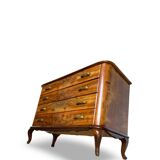 Italian art deco burl walnut chest of drawers, 1930s/1940s