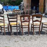6 antique mulched chairs