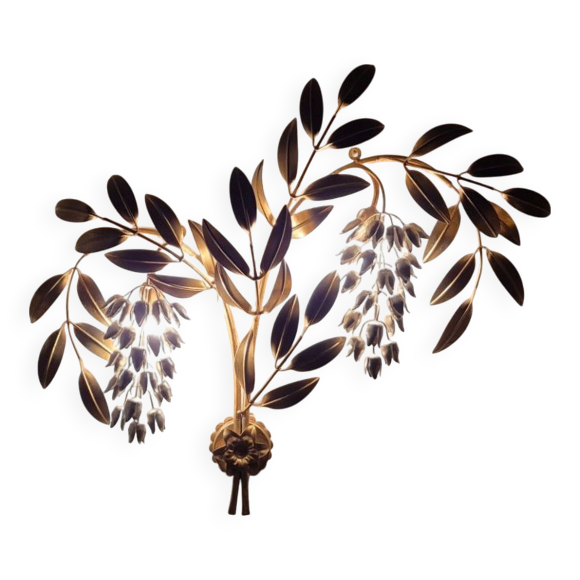 Grande applique murale dorée "Wisteria" de Hans Kögl, Allemagne années 1970