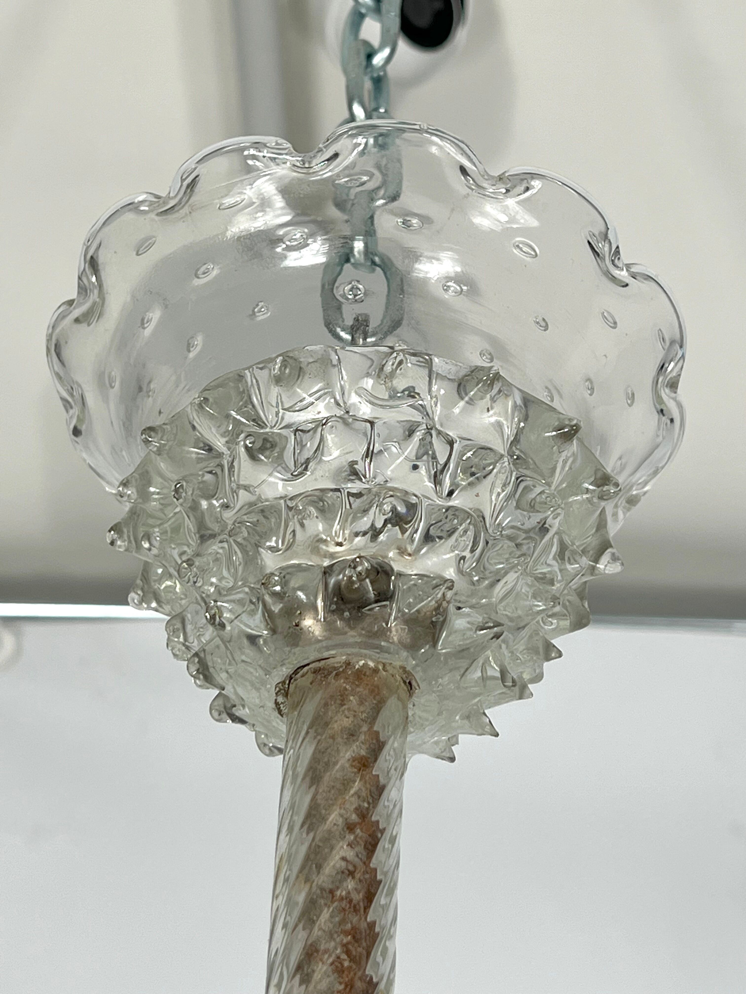Mid-century six arms Murano Bullicante Rostrato chandelier by Ercole Barovier