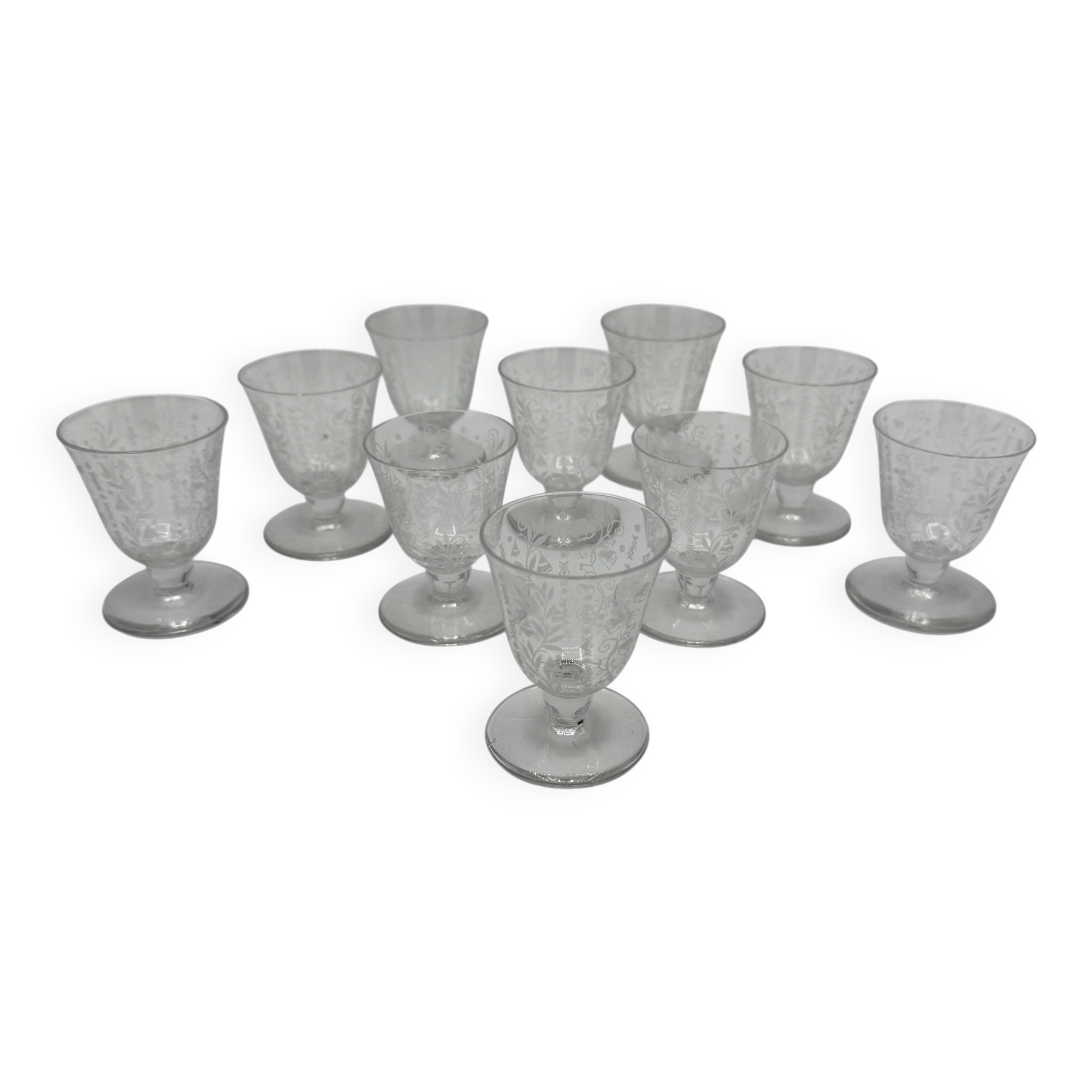 Set of 10 Crystal Liqueur Glasses from Baccarat – Argentina Model, 1940