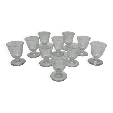 Set of 10 Crystal Liqueur Glasses from Baccarat – Argentina Model, 1940