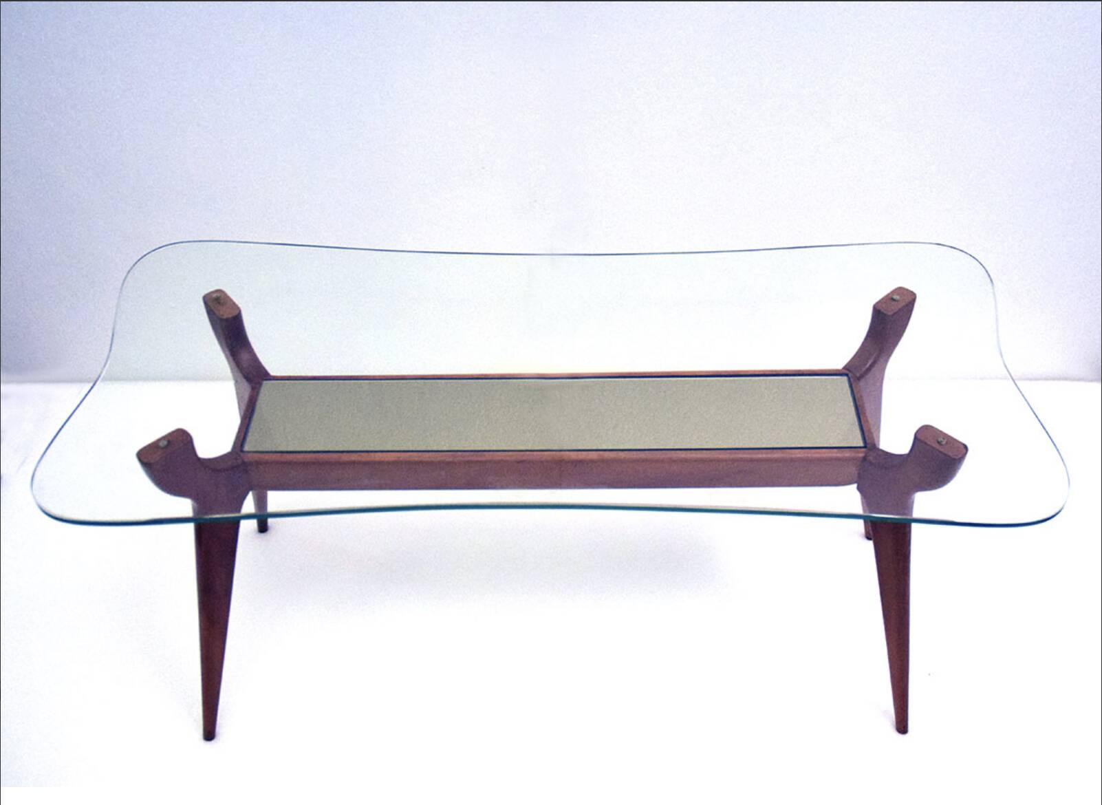 Wood and glass coffee table attributed to Ico Parisi, 1950s