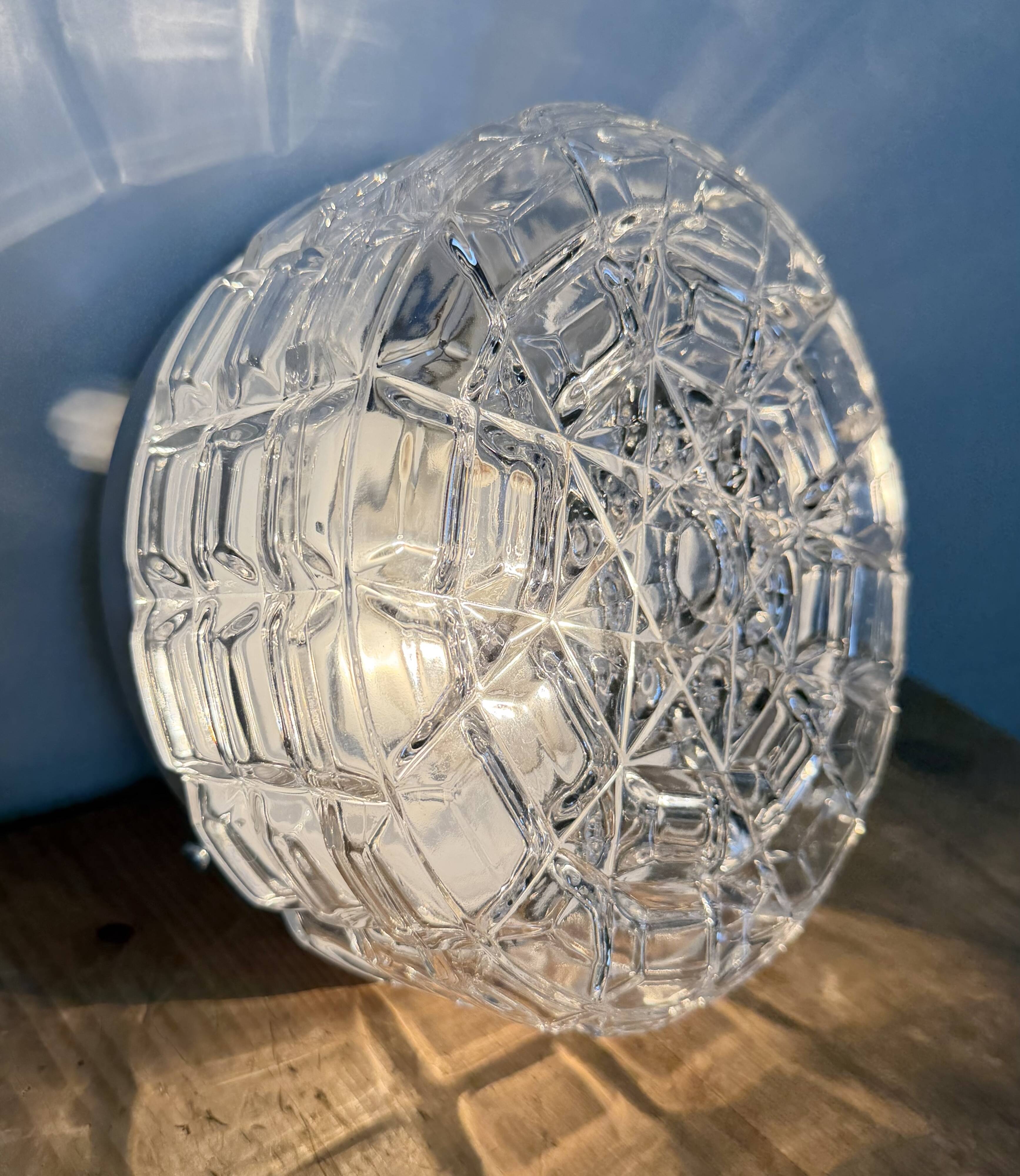 Vintage Glass Wall or Ceiling Light, 1970s