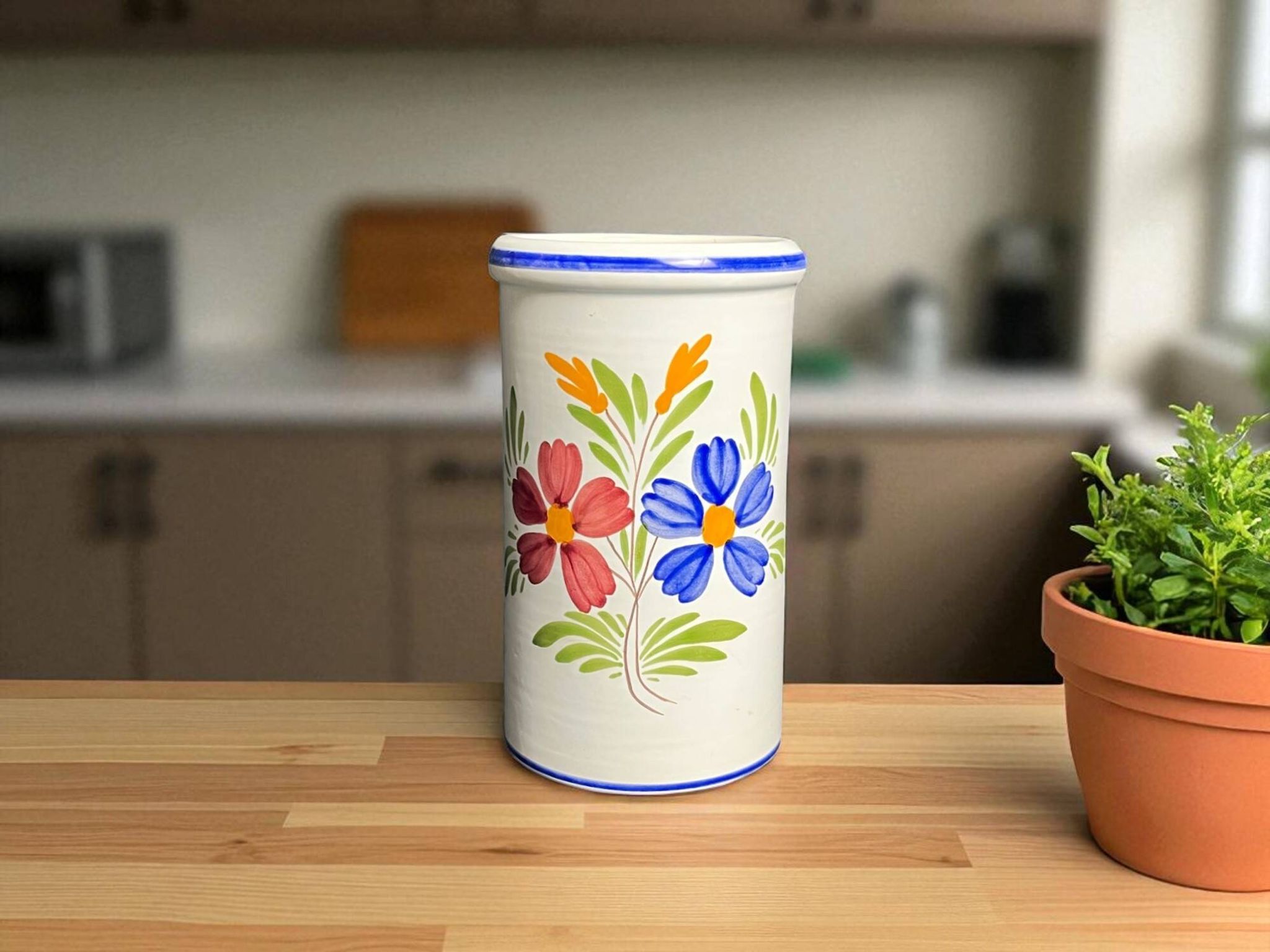 Malicorne, vase rafraichissoir faïence polychrome XXème