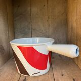 Vintage Le Creuset enameled cast iron fondue pot from the 1970s
