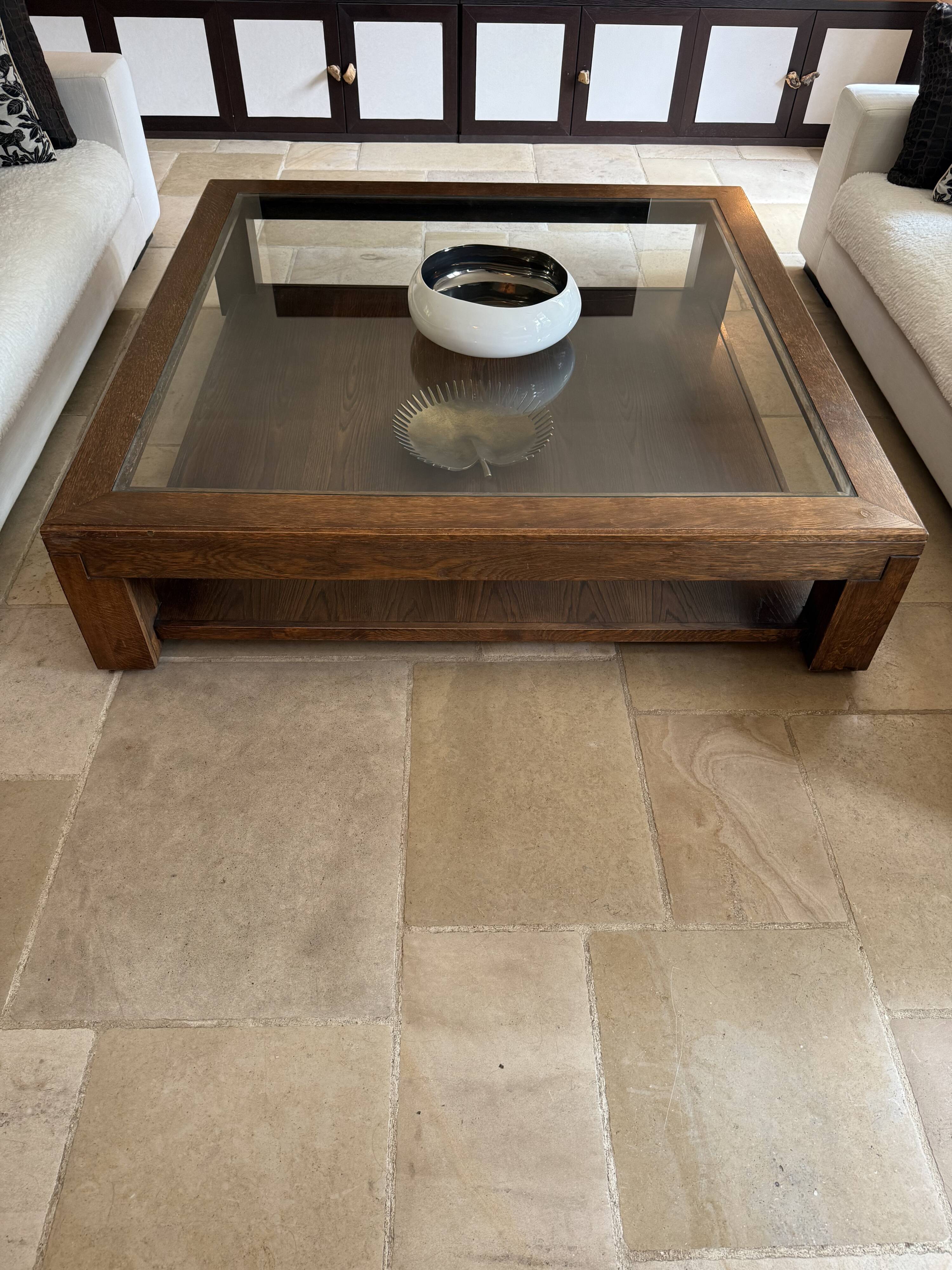 Wood and glass coffee table