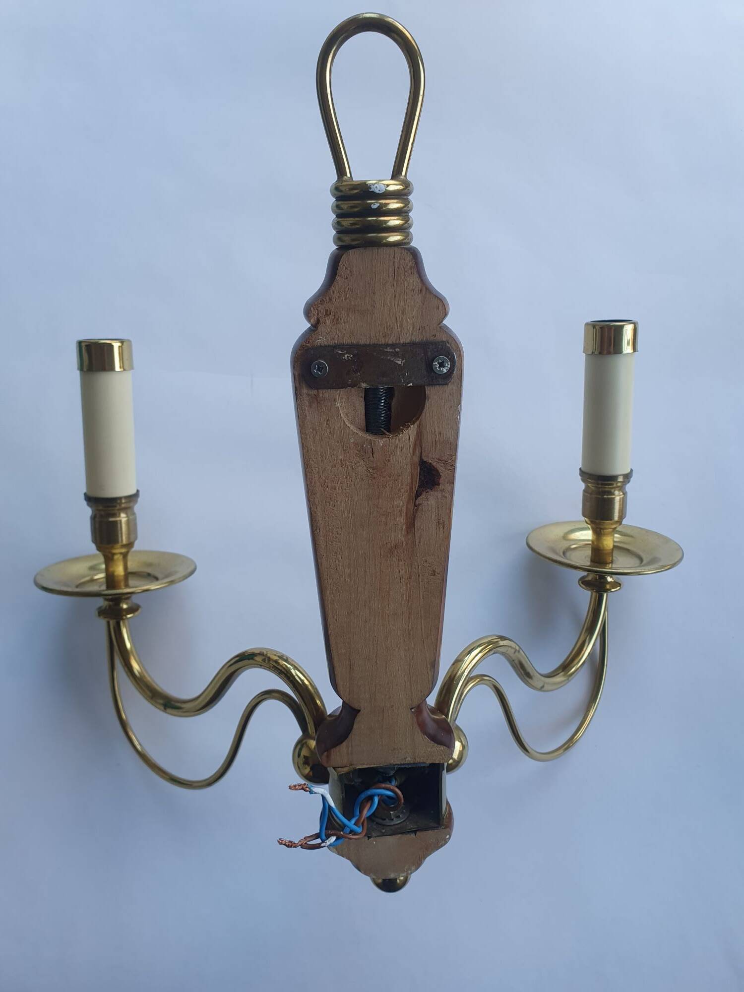 Pair of large antique candlestick wall sconces