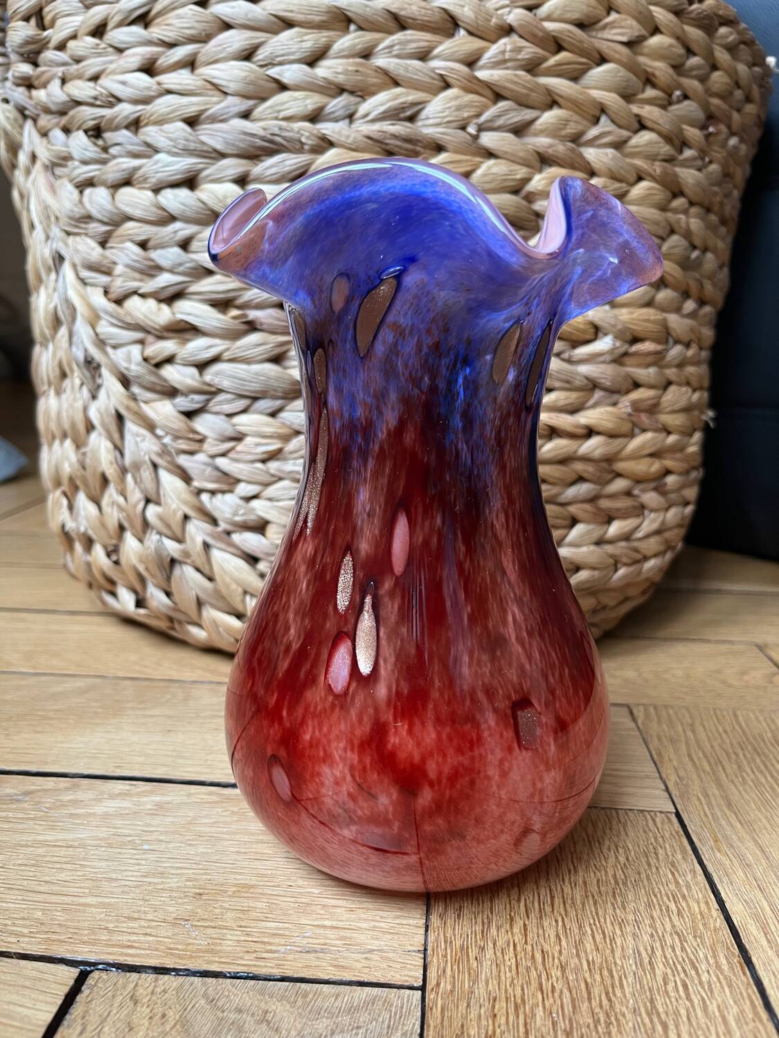 Vase de Murano vintage avec incrustation d’or