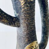 Brutalist bronze vase, the signs of the zodiac