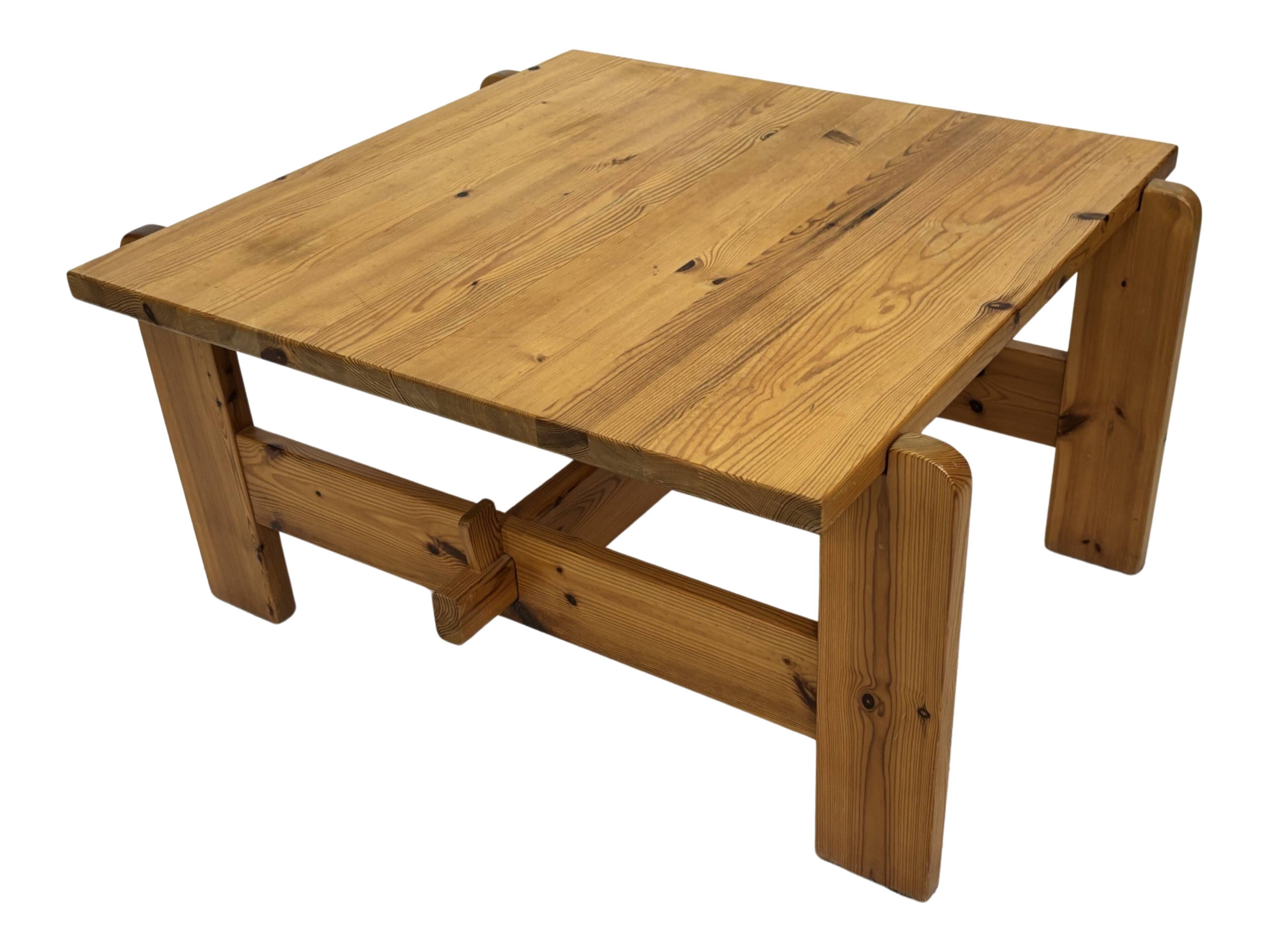 Vintage coffee table pinewood minimalist 1970s design