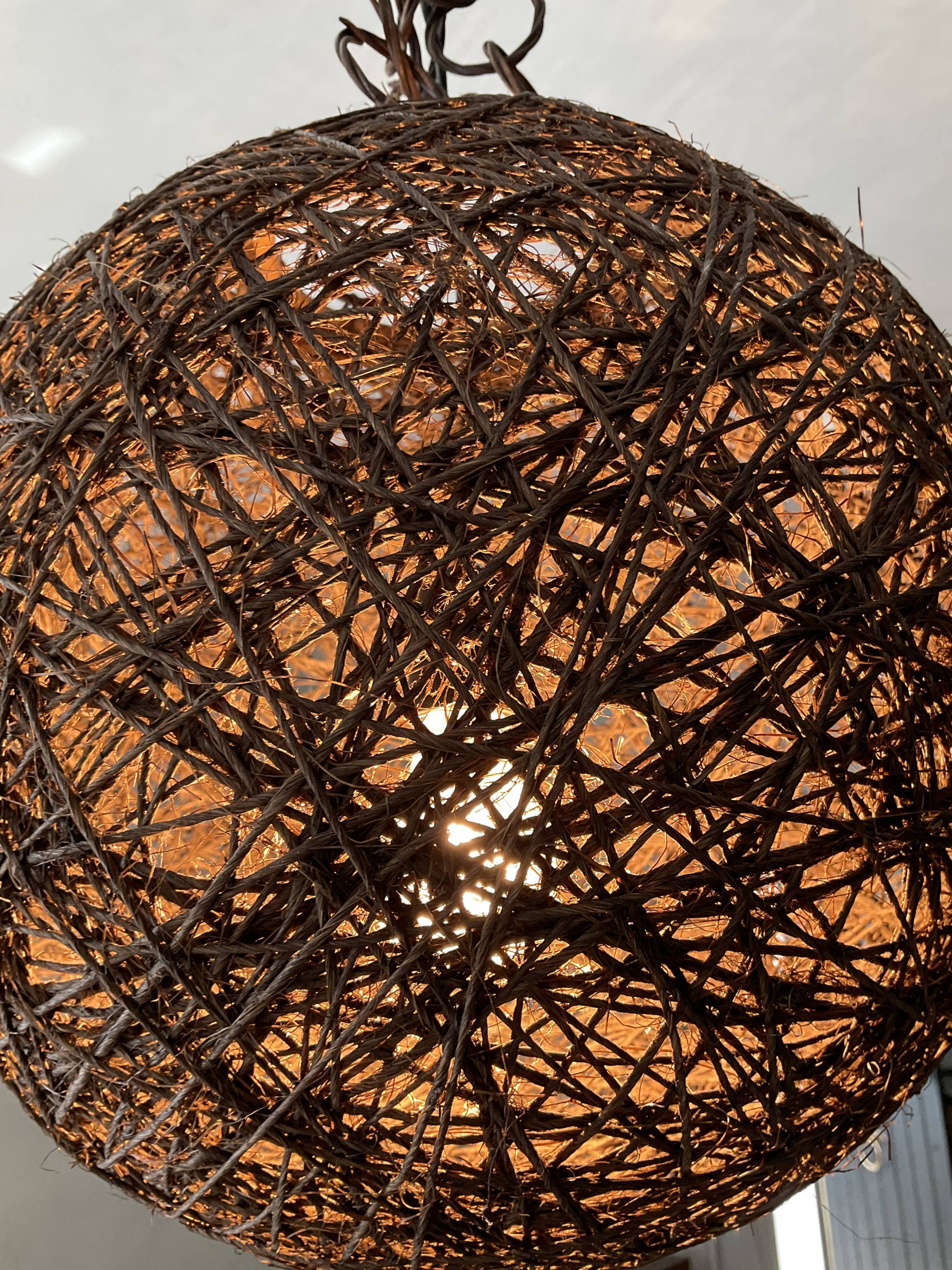 Vintage suspension Wicker ball 70s