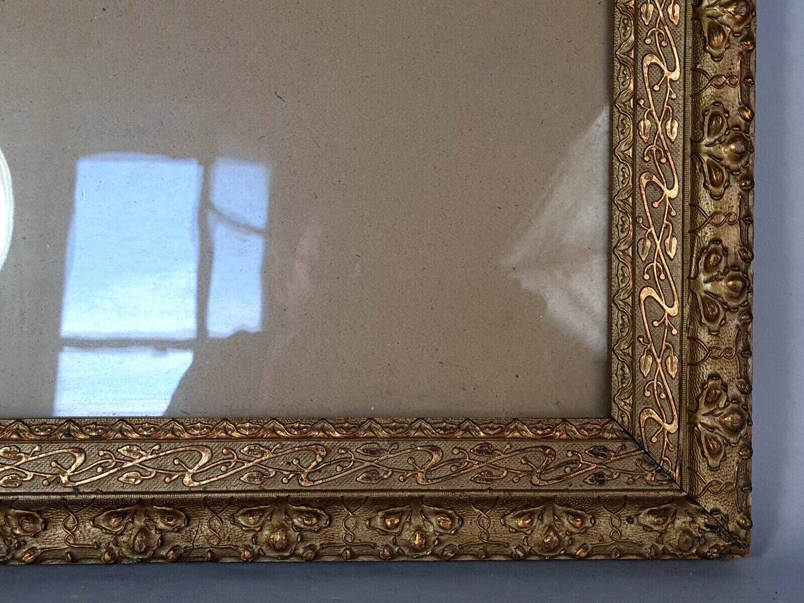 Old frame Art Nouveau décor wood stucco 51x41 foliage 40x30 cm