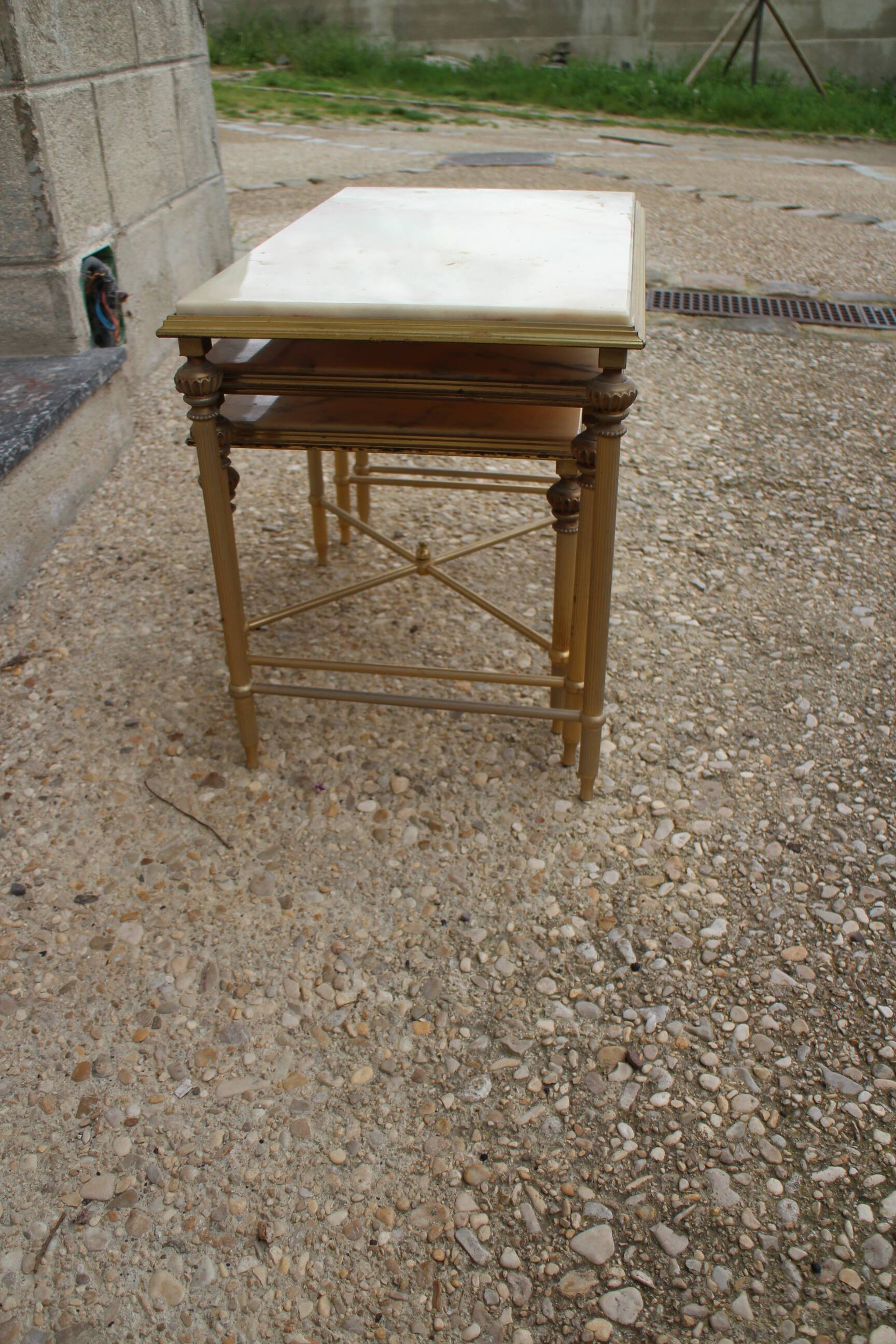 brass and onyx nesting table