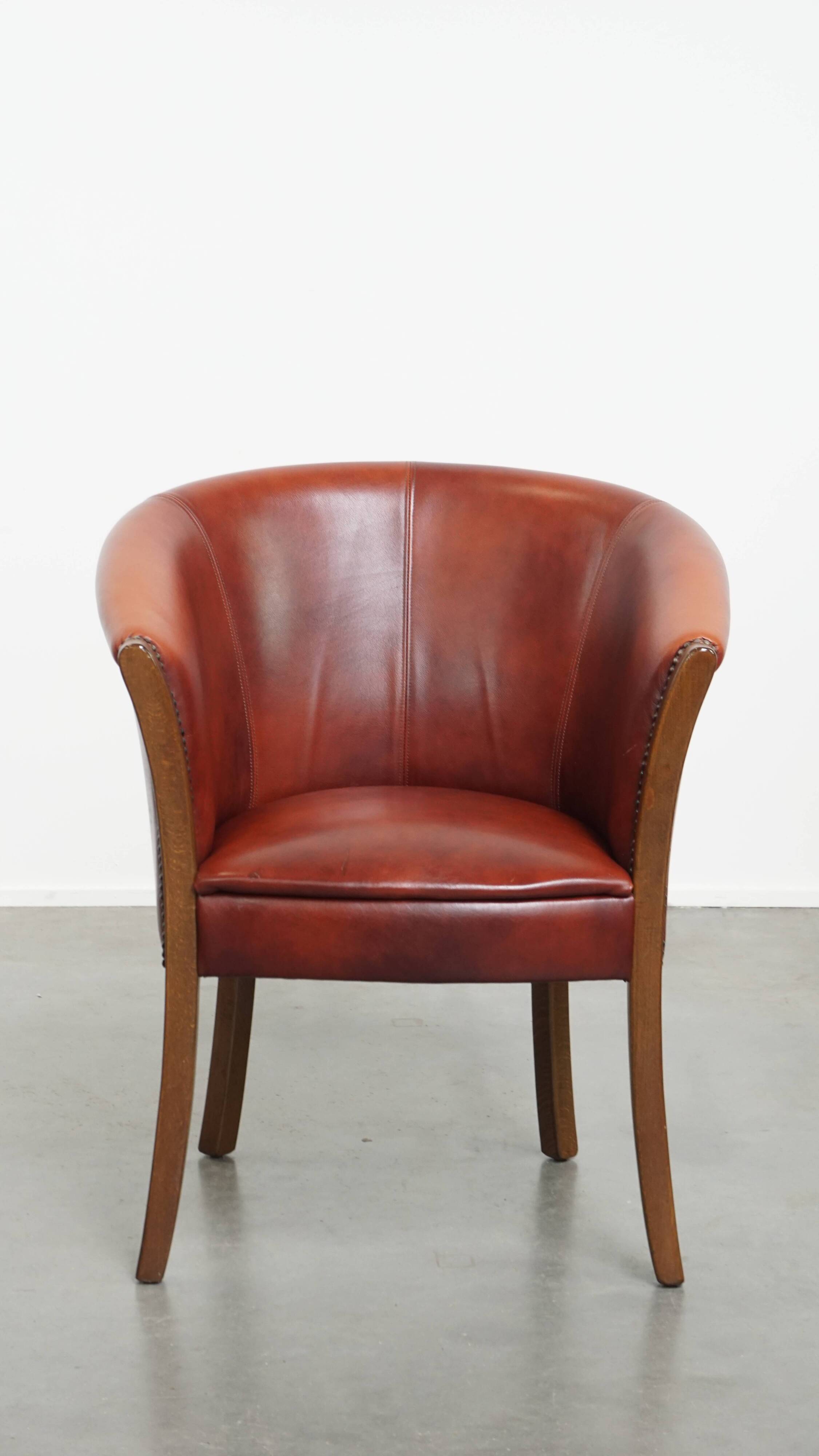 Red-brown cowhide leather office chair/side chair