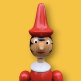 Antique articulated Pinocchio in polychrome wood – H41 cm