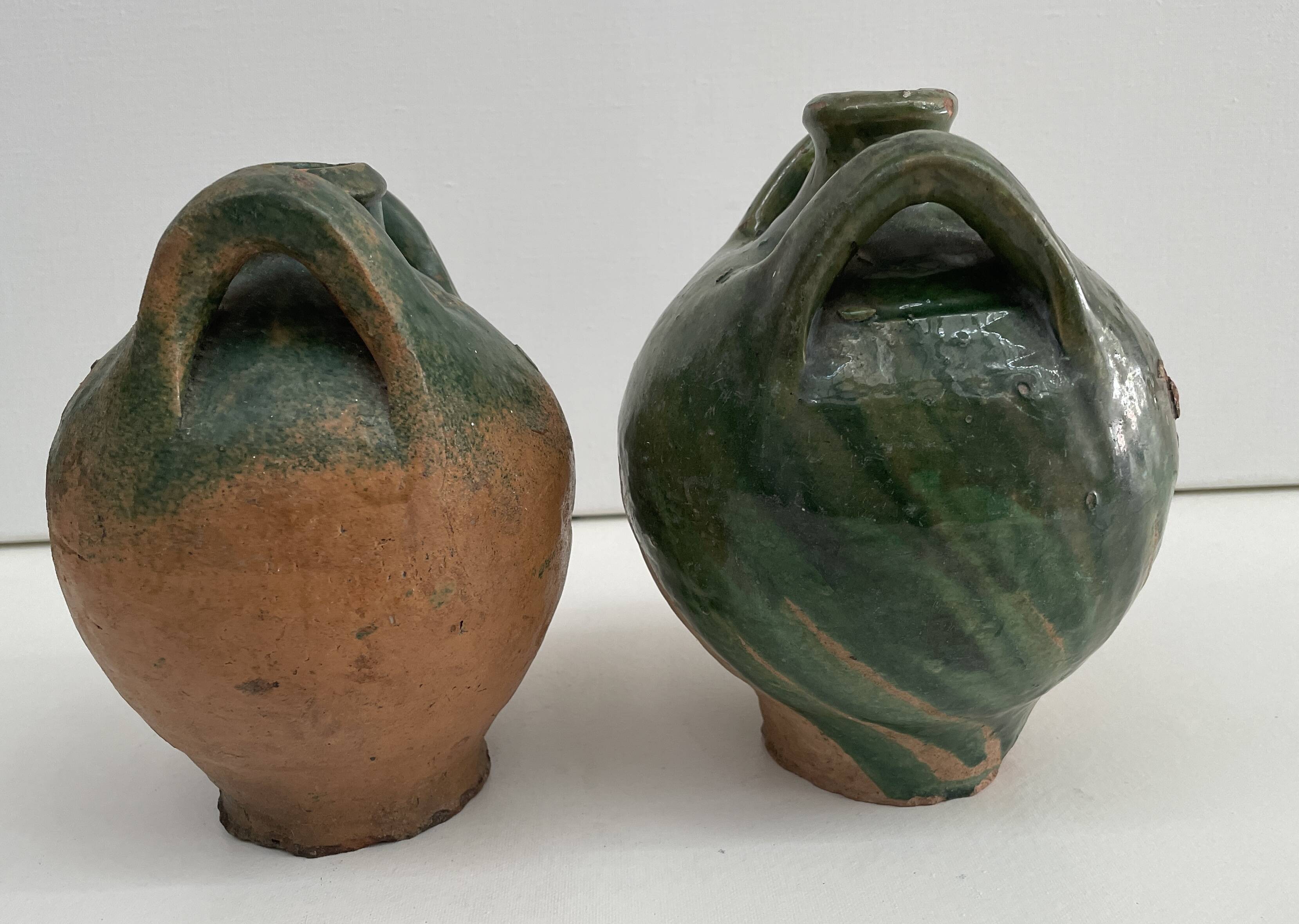 Set of 2 brissard carboys, varnished earth from the eure valley