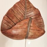 Mid-Century ceramic earthenware sconce, palm leaf shaped