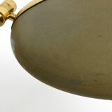 Huge 1970s brass table lamp with adjustable neck and shade from Hillebrand