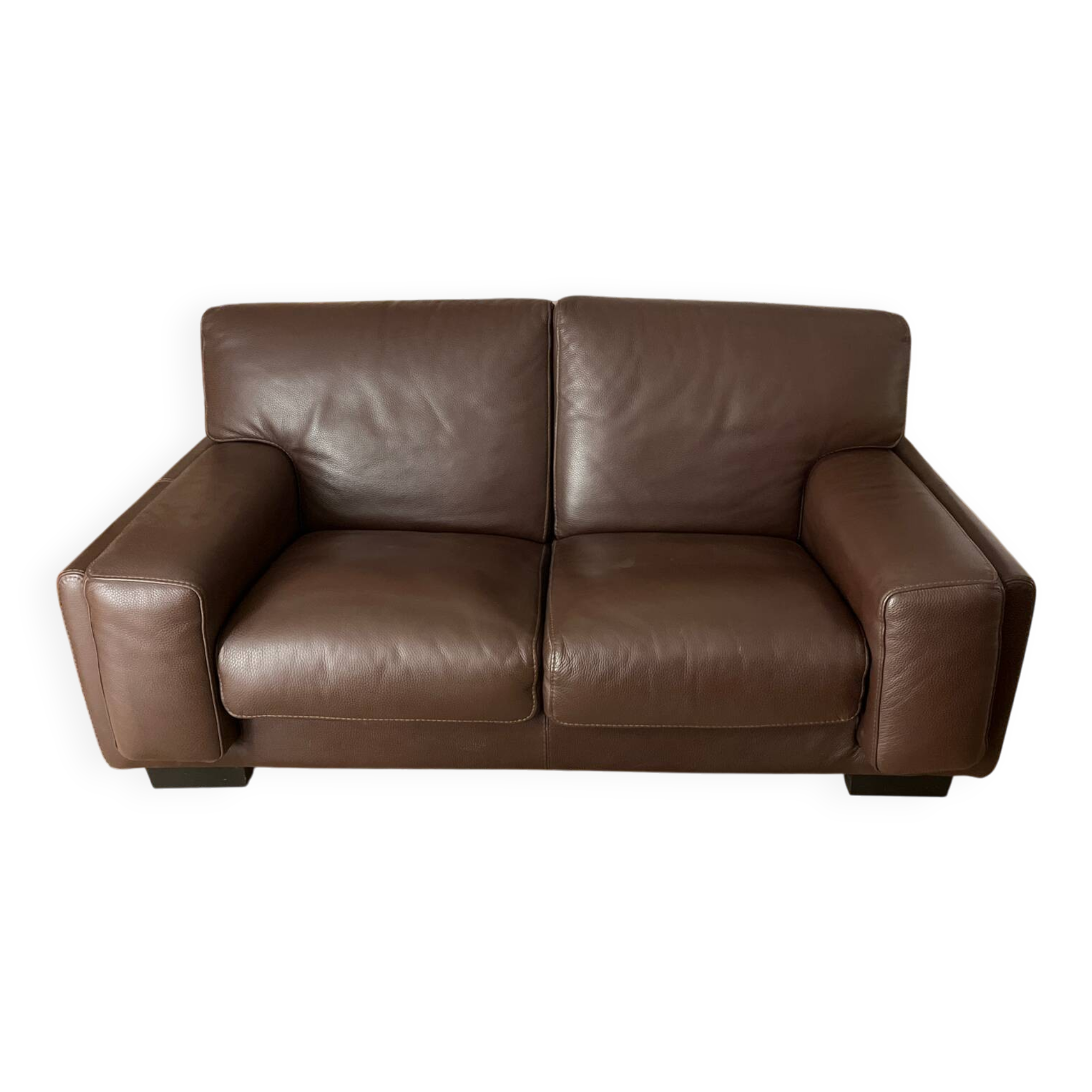 Brown grained leather sofa Roche Bobois