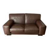 Brown grained leather sofa Roche Bobois