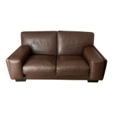 Canapé en cuir grainé marron Roche Bobois
