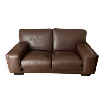 Brown textured leather sofa Bobois