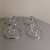 4 acrylic egg cups with silver edging Guzzini vintage 70s