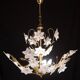 Vintage Murano Glass Chandelier White Flowers, 1970