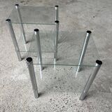 2 vintage 1980 rectangular sofa ends 2 translucent trays round tube