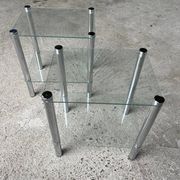 2 vintage 1980 rectangular sofa ends 2 translucent trays round tube