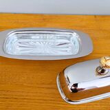 Silver metal butter dish