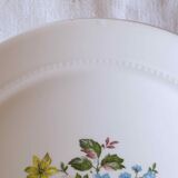 Flat faience of Lunéville China Keller & Guerin 1889 "Chaillot of Vercor" decoration in engraving enhanced drawing flowers