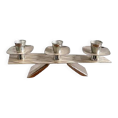 Bougeoir triple moderniste plaqué argent, années 1960