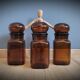 Trio bottles brown round cap