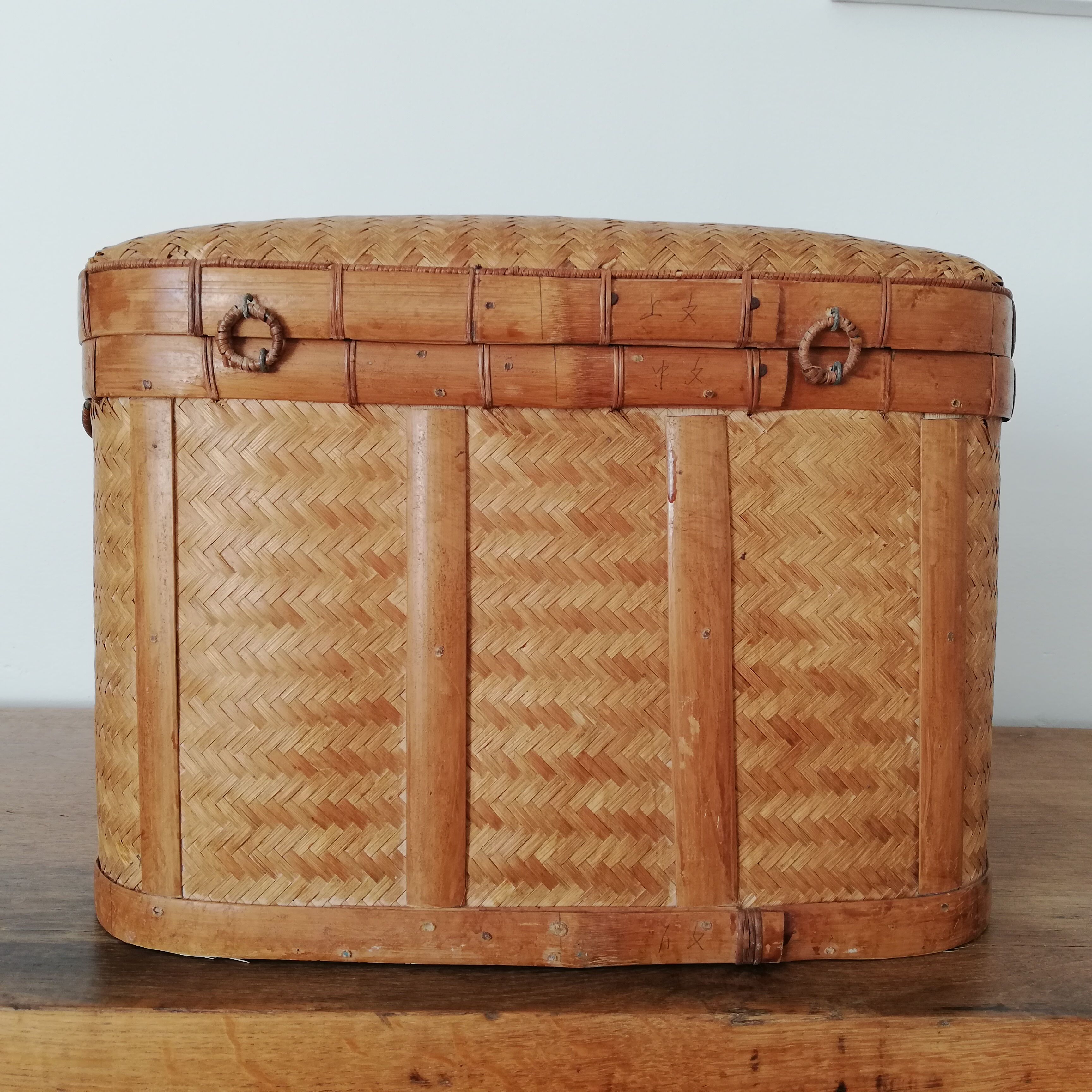 Braided wicker basket