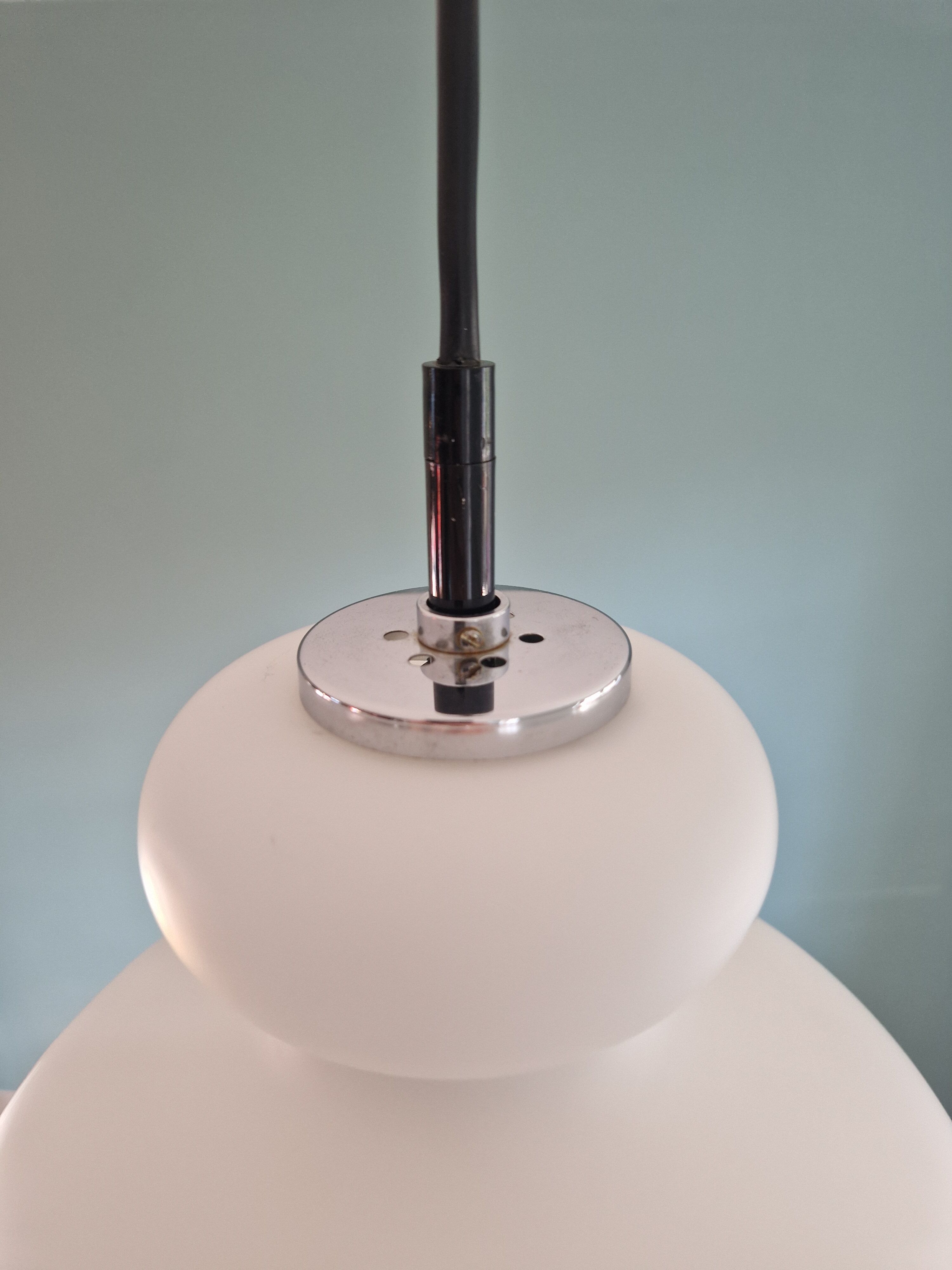 White opaline pendant lamp, Peill & Putzler, 70s