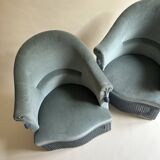 Blue velvet frog armchairs