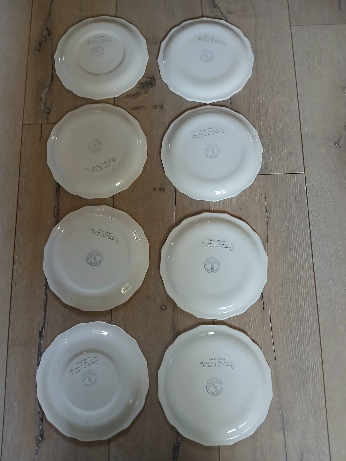 8 antique Salins dessert plates