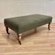 Sofa à roulettes kaki et chêne design 1950.