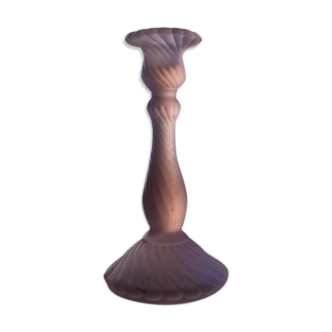 Pink frosted glass candlestick